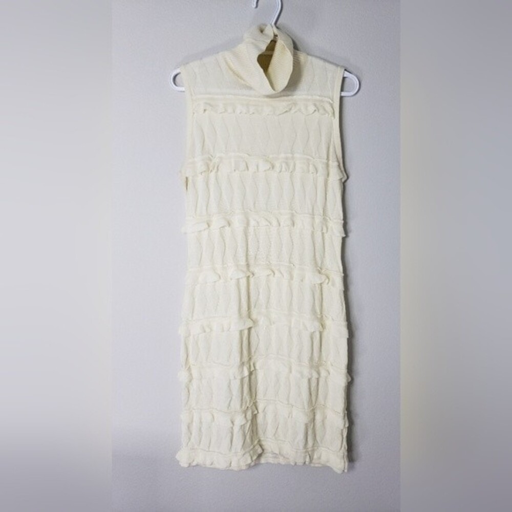 Calvin Klein Tiered Ruffle Sleeveless Sweater Dress Turtle Neck Size Medium